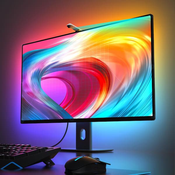 LED light Strip, USB-Powered Software-Controlled RGB Strip Lights for PC  Monitor/ Mirror/ TV, Smart Gaming Ambient Lighting with Color-Match Video,  Music Sync 27'' 