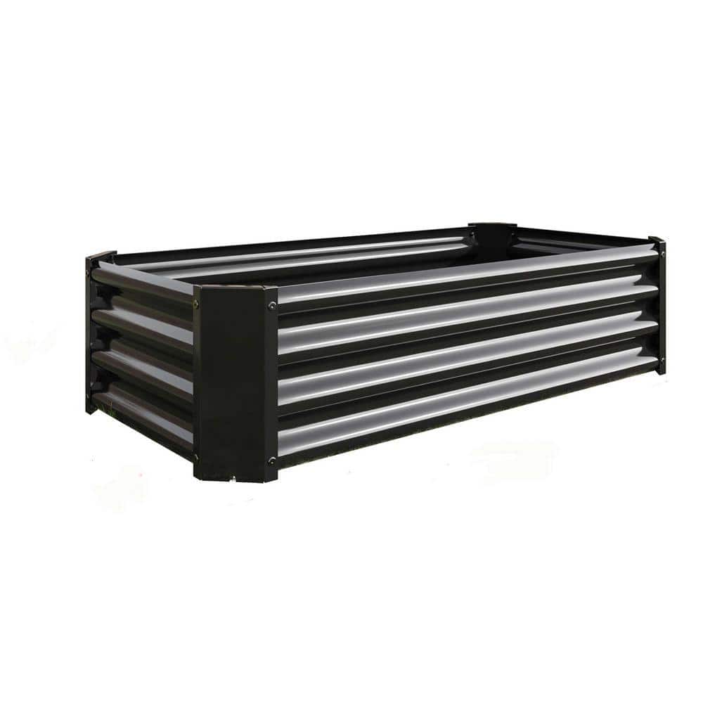 Black 48 in. x 24 in. x 12 in. Galvanized Steel Raised Garden Bed