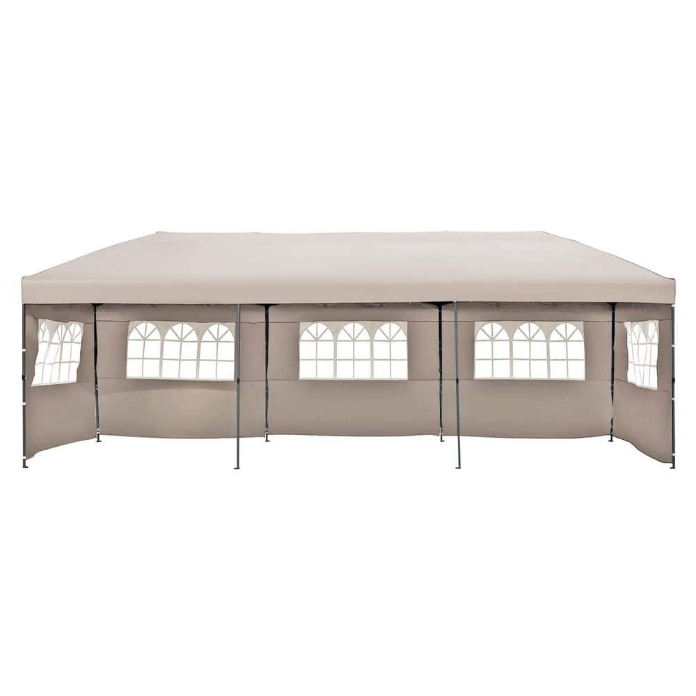 10 ft. x 30 ft. Khaki Heavy Duty Outdoor Pop Up Canopy with Sidewalls and W