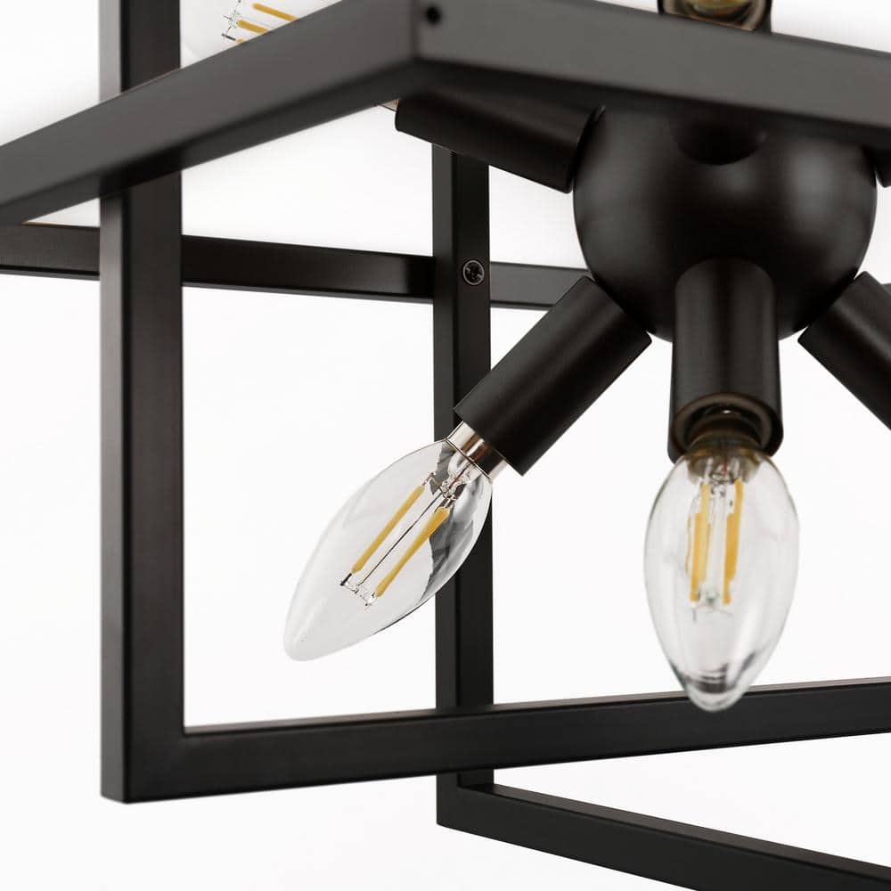 Black Metal 8-Light Geometric Industrial Chandelier
