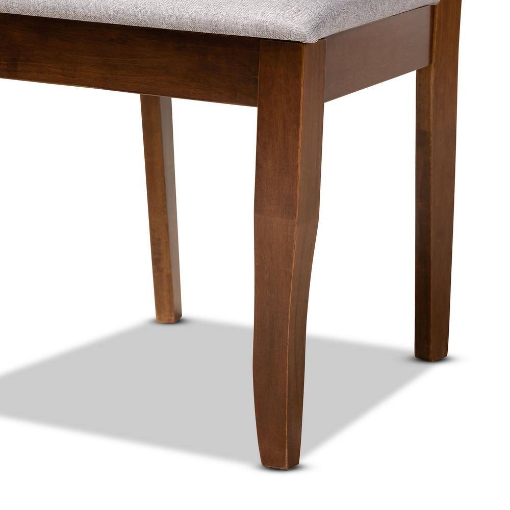 Walnut Brown and Grey Fabric 5-Piece Dining Set