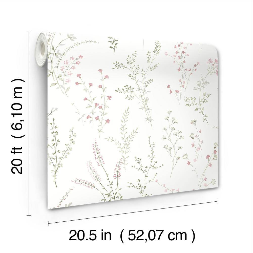 Multicolor Pink and Green Floral Peel & Stick Wallpaper Roll