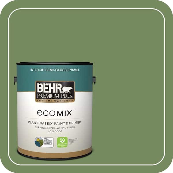 1 gal. #M380-6 Fern Canopy Semi-Gloss Enamel EcoMix Plant-Based Interior Paint & Primer
