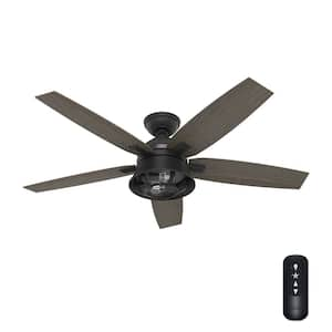 Hampshire 52 in. Indoor Matte Black Ceiling Fan with Light Kit and Remote Included