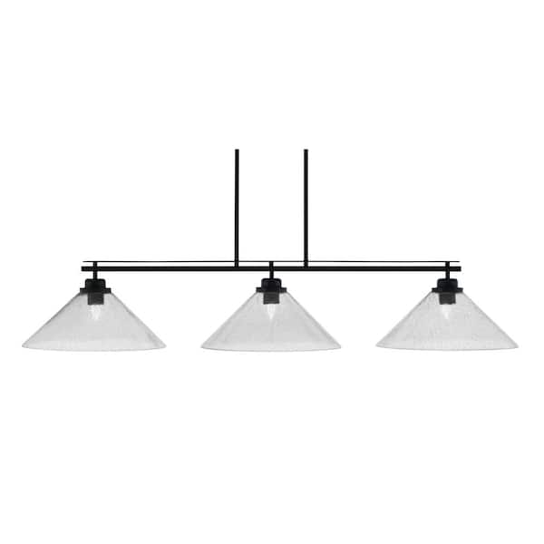 Unbranded Monroe 3-Light Billiard Light, Round Fitter, Matte Black Finish, 16 in. Smoke Bubble Glass