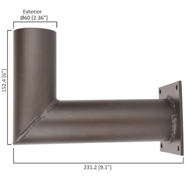 7 in. 90-Degree Arm Wall Mount Bracket for Outdoor Pole Lights
