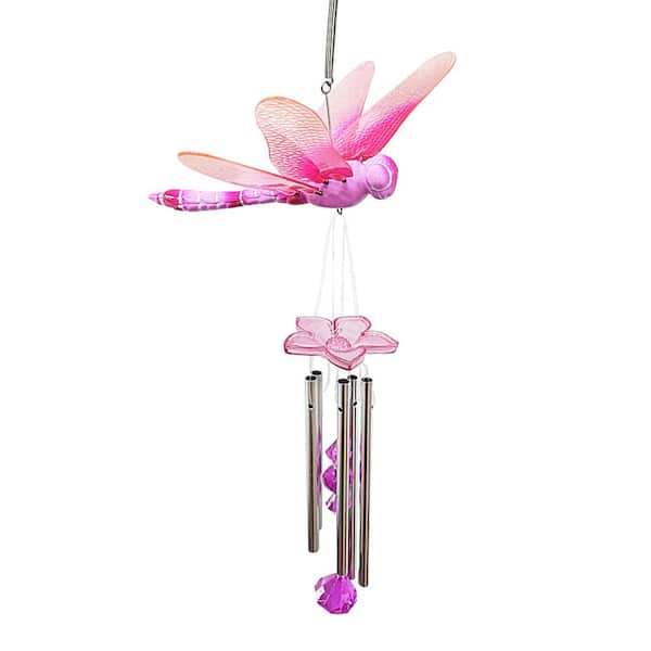 Exhart WindyWing Dragonfly Pink Ombre Plastic Wind Chimes
