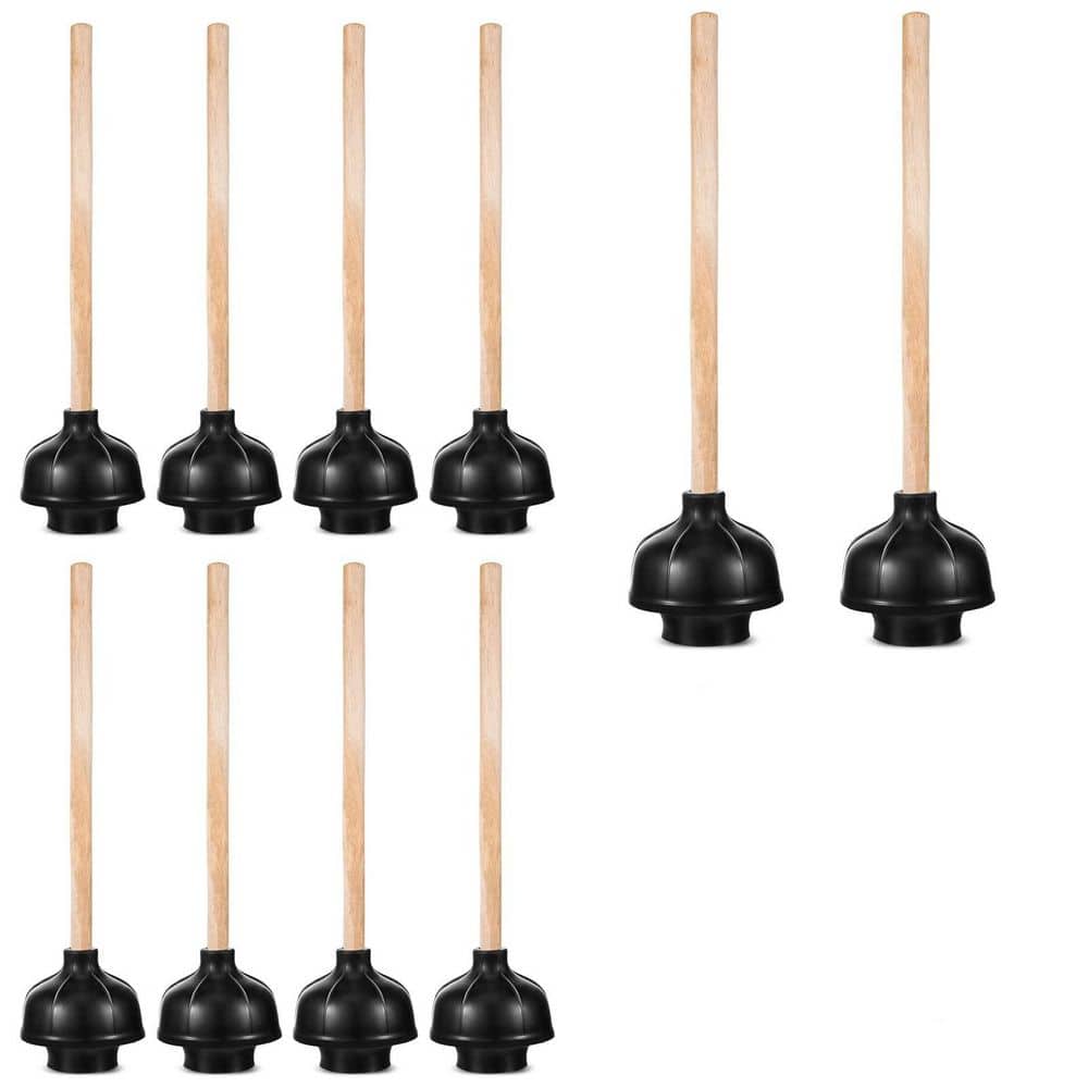 10-Pack Heavy Duty Toilet Plungers, 18 in. Black Commercial Plungers with Force Rubber Suction Cup and Wooden Handle price history on PriceWatchPro