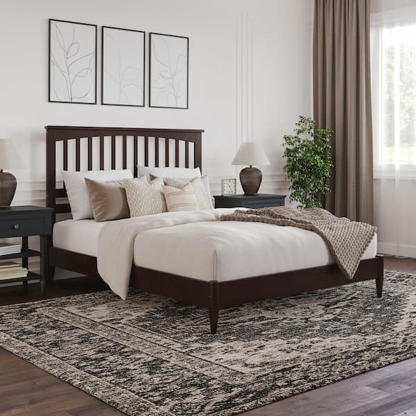 AFI Becket Espresso Black Solid Wood Frame Queen Low Profile Platform Bed