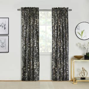 Rockport Grey 50 in. W x 63 in. L Pole Top Light Filtering Curtain Panel Pair with Matching Tiebacks Each Panel