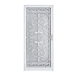 Naples 36 in. x 80 in. White Full View Wrought Iron Security Storm Door with Reversible Hinging