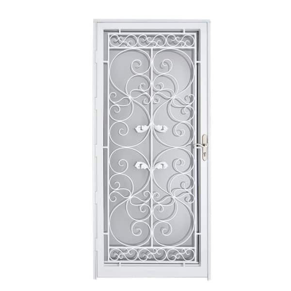 Grisham Naples 32 in. x 80 in. Universal/Reversible Hinging White Steel ...