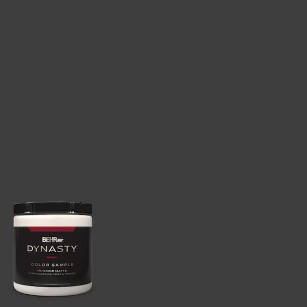BEHR DYNASTY 8 oz. #T13-3 Black Lacquer Matte Stain-Blocking Interior/Exterior Paint and Primer Sample
