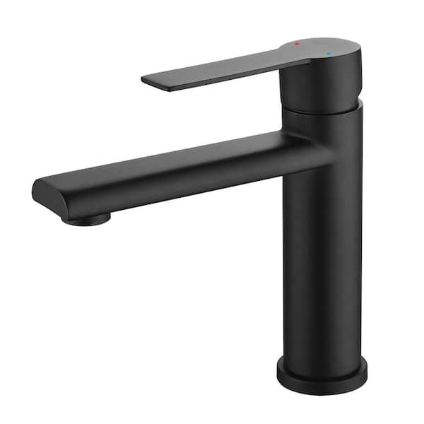 Miscool Amii Single Handle Single-Hole 5.51 in. Spout Reach Bathroom Faucet in Matte Black