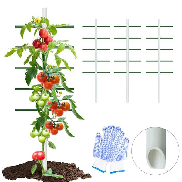 Ecostake 4 ft. x 1.64 ft. FRP 3D Round Tower Type Garden Vine Trellis, Heavy-Duty Plants Support Ladder, 3 Pack