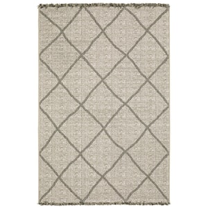 Gables Beige 7 ft. x 9 ft. Large Geometric Diamond Trellis Polypropylene Indoor/Outdoor Area Rug