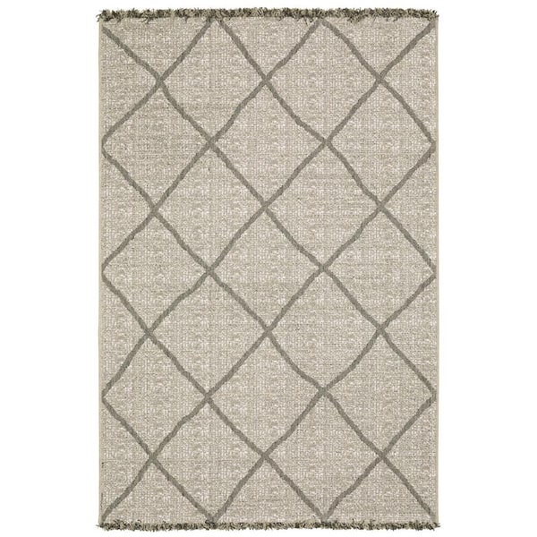 AVERLEY HOME Gables Beige 10 ft. x 13 ft. Large Geometric Diamond Trellis Polypropylene Indoor/Outdoor Area Rug