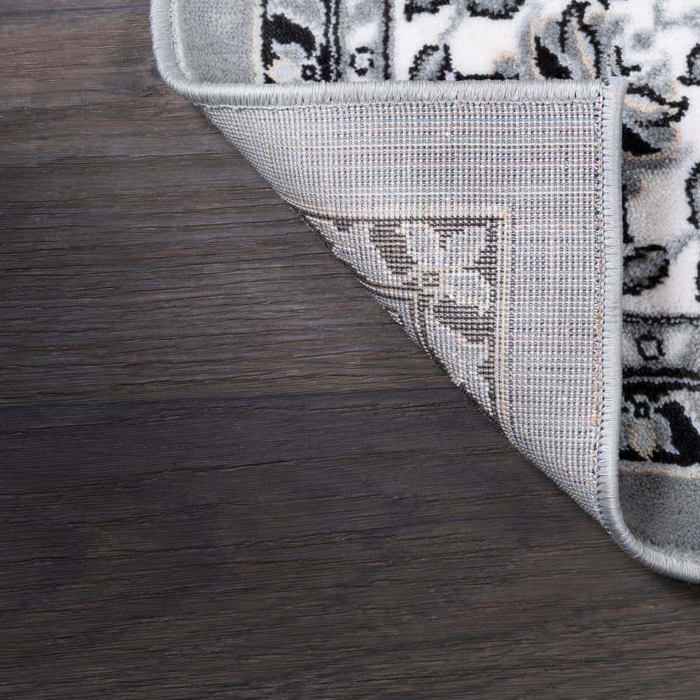 Gray and Ivory Medallion Synthetic 8' x 10' Area Rug
