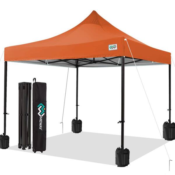 thumbnail interactive-video image 1 of 10x10 Instant Pop-Up Canopy Tent - Outdoor Portable Party Gazebo, Sun & Rain Shelter, Folding, Red Frame 1 of 2