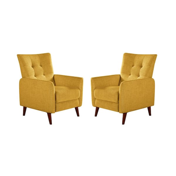 ARTFUL LIVING DESIGN Lidia Mustard Wood legs Recliner (Set of 2)