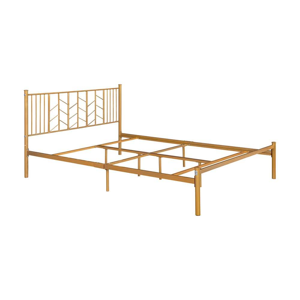 Homy Casa Gold Full Standard Bed Metal Bed Frame Platform Bed MIYE FULL