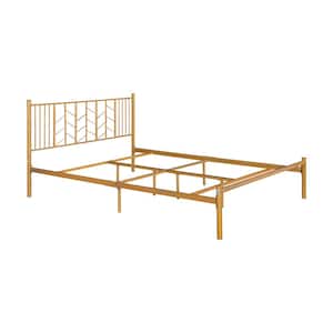 Gold Full Standard Bed Metal Bed Frame Platform Bed