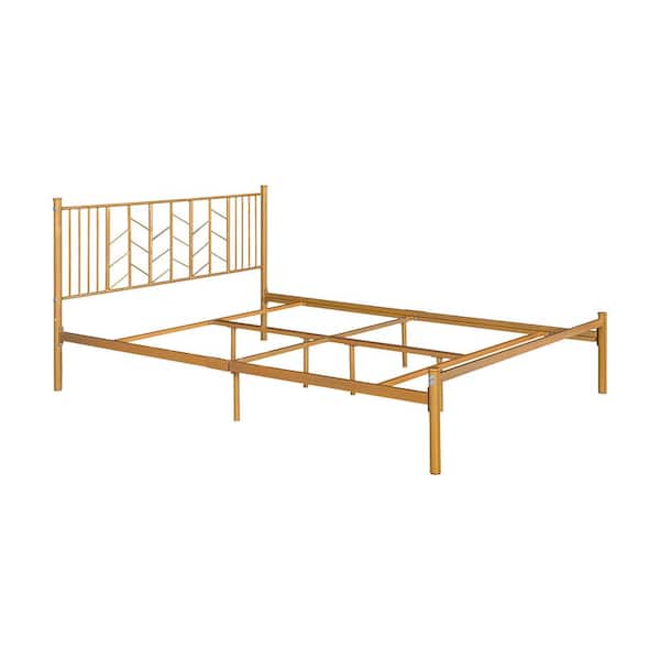 Homy Casa Gold Full Standard Bed Metal Bed Frame Platform Bed