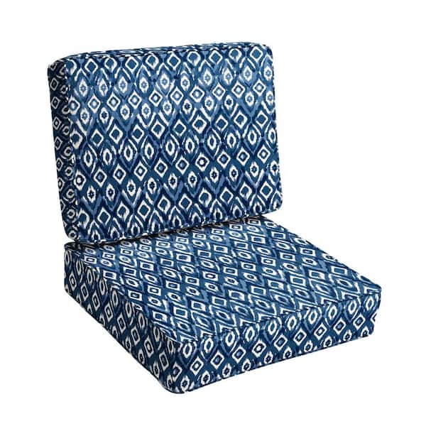 SORRA HOME 23.5 in. x 23 in. x 5 in. Deep Seating Outdoor Corded Cushion Set in Sakari Ink
