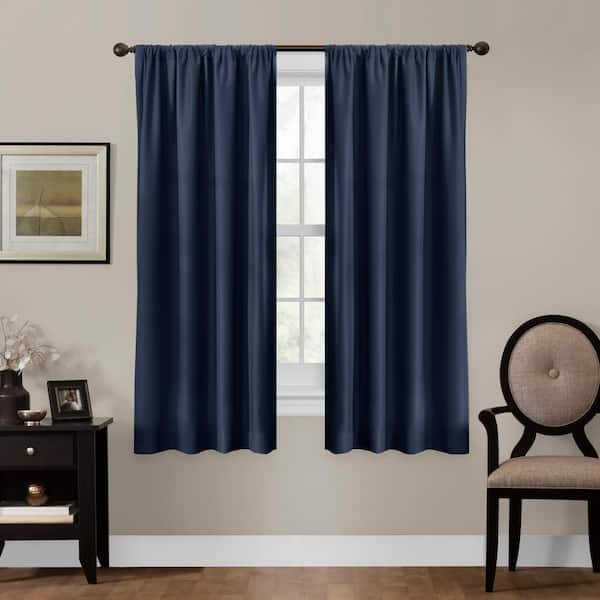Zenna Home Navy Geometric Thermal Blackout Curtain - 50 in. W x 63 in. L