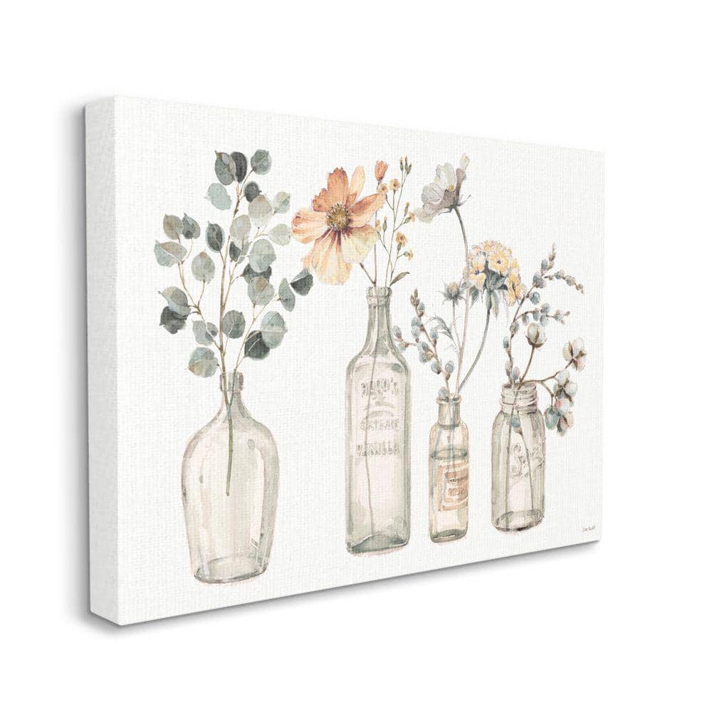 Antique Floral Bouquets Flowers Glass Jar Painting by Lisa Audit Unframed Nature Canvas Wall Art Print 16 in. x 20 in. price history on PriceWatchPro