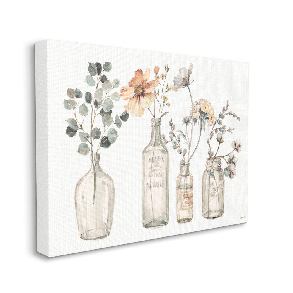 Antique Floral Bouquets Flowers Glass Jar Painting by Lisa Audit Unframed Nature Canvas Wall Art Print 24 in. x 30 in. price history on PriceWatchPro
