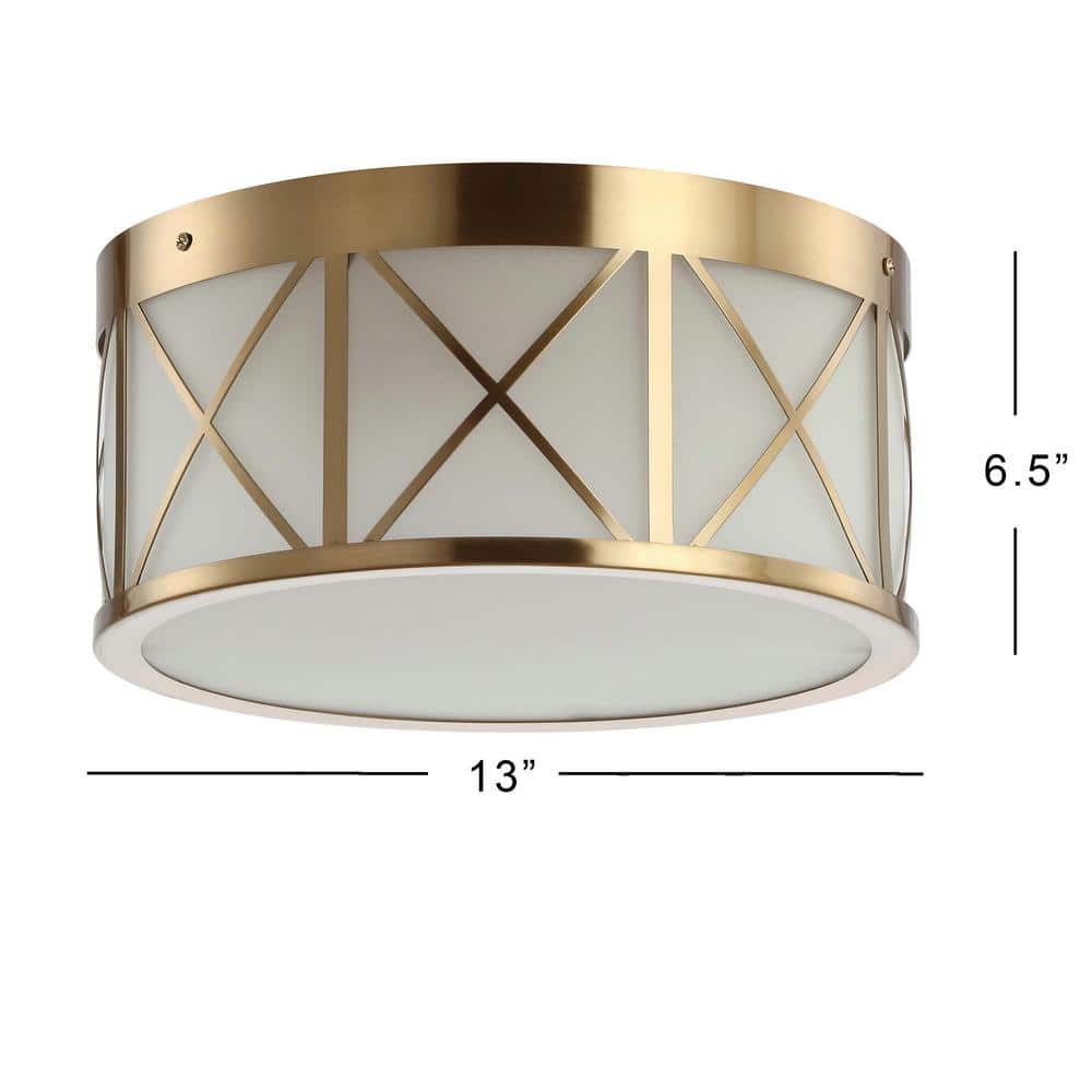 Cadence 13" Brass Gold Modern Drum Flush Mount with LED