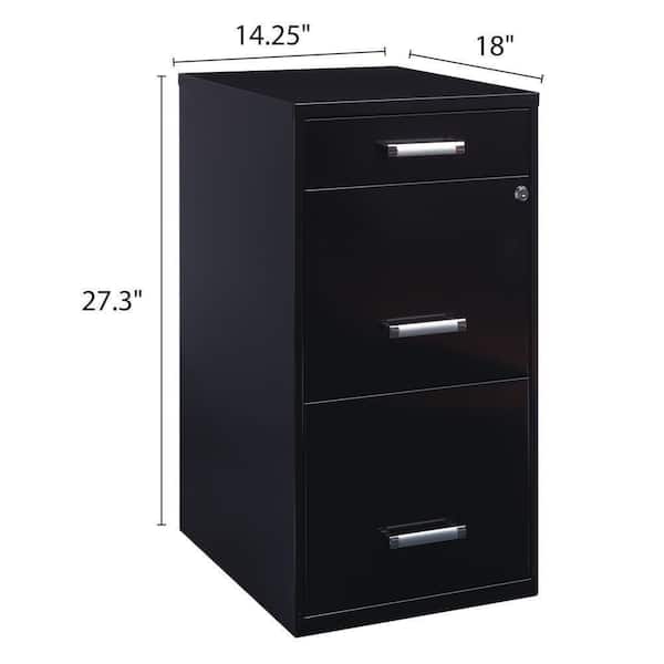 Space Solutions 18 in. D 3-Drawer Black Metal Letter Width 14.25