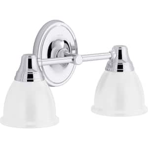 Forte 2 Light Polished Chrome Indoor Bathroom Vanity Light Fixture, Position Facing Up or Down, UL Listed