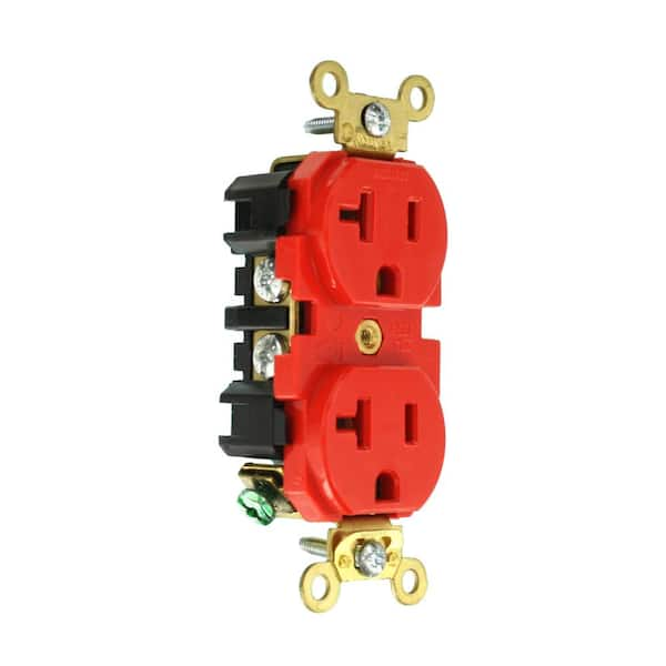 20 Amp 125 V Industrial Grade Self Grounding Duplex Outlet/Receptacle, Red (1-Pack) 5362-R