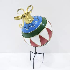 30.9 in. Tall Multi-Colored Metal Christmas Ornament Garden Stake