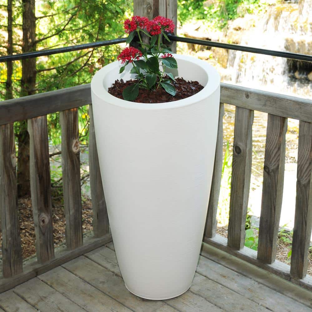 Modesto Tall White Polyethylene Resin Planter for Indoor/Outdoor Use