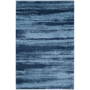 Retro Light Blue/Blue 4 ft. x 6 ft. Striped Area Rug