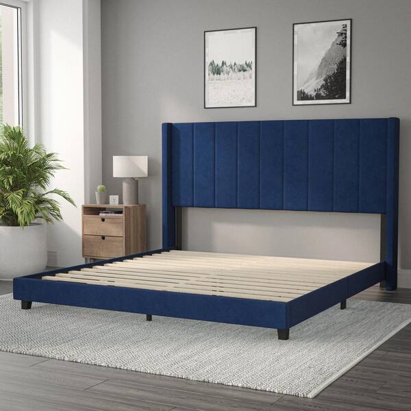 Navy blue deals wood bed frame