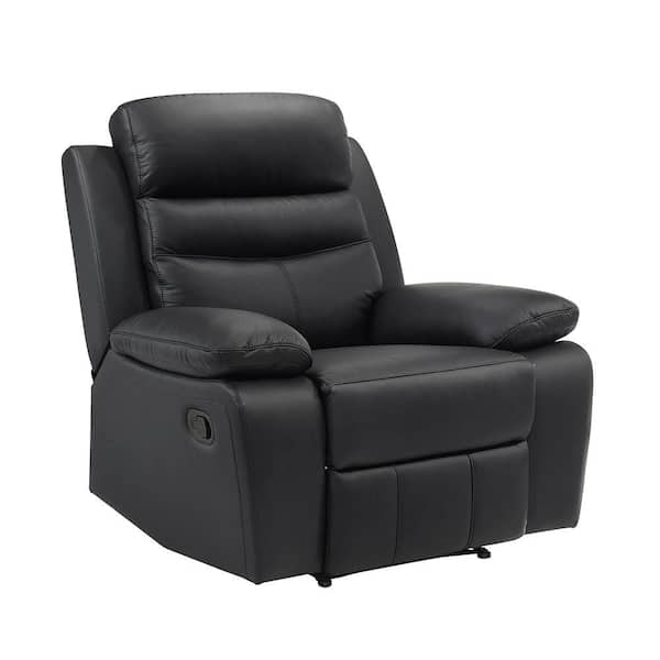 Edelia Black Leather Manual Recliner