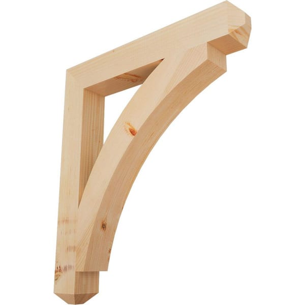 Ekena Millwork 3.5 in. x 32 in. x 28 in. Douglas Fir Thorton Craftsman Smooth Bracket