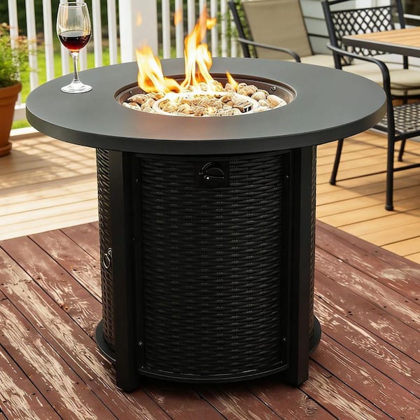 31.70 in - Black - Fire Pit Tables - The Home Depot