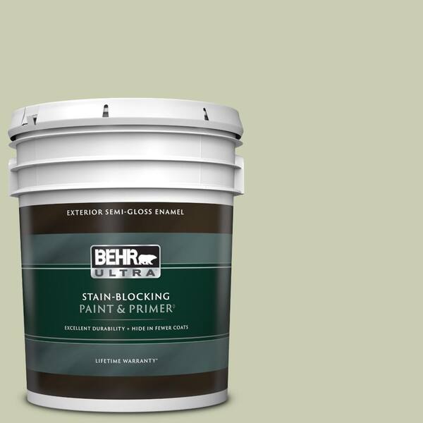 BEHR ULTRA 5 gal. #BIC-13 Chilled Cucumber Semi-Gloss Enamel Exterior Paint & Primer