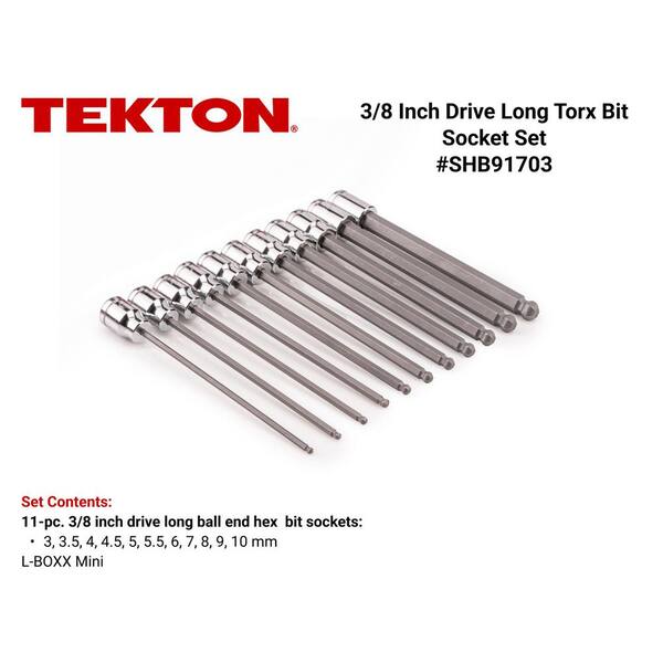 3/8 in. Drive Long Ball End Hex Bit Socket Set with Mini Stacking Tool Box, 11-Piece (3-10 mm)