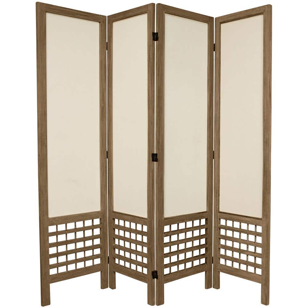 5.5 ft. Burnt Grey Open Muslin 4-Panel Room Divider