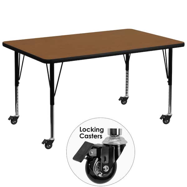 Carnegy Avenue 25.5 in. Oak Rectangular Activity Tables with Casters