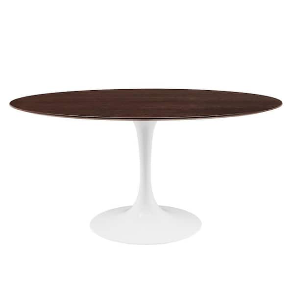 White Cherry Walnut Oval Dining Table, Lippa 60 Oval Dining Table