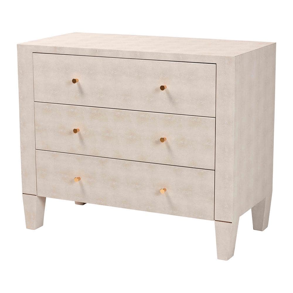 Leyna Beige Faux Shagreen 29.9 in. Accent Cabinet
