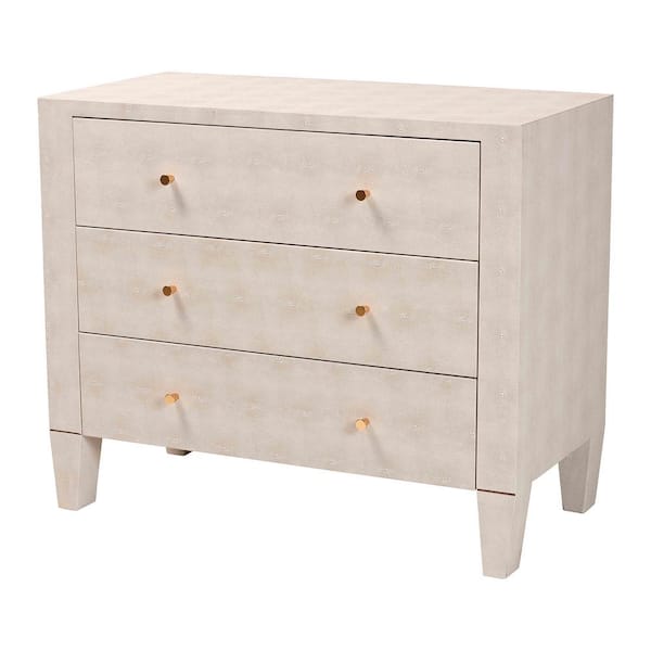 Leyna Beige Faux Shagreen 29.9 in. Accent Cabinet