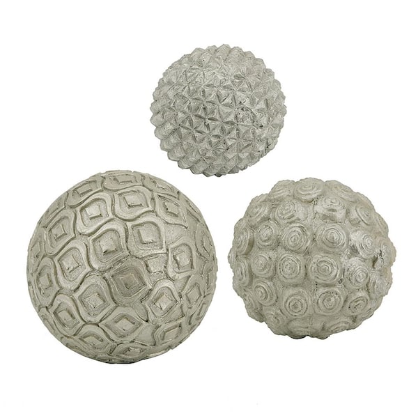 A & B Home 5.1 in. x 5.1 in. Gray/Silver Nahara Silver Balls Metal Work 3-Pack